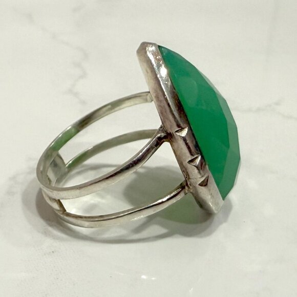 Boho Sterling Aqua Chalcedony TearDrop Ring Sz 7.75 Ladies - Picture 7 of 10